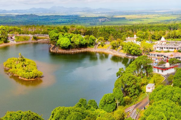 Ganga Talao also known as Grand Bassin crater lake on Mauritius. It is considered the most sacred Hindu place. There is a temple dedicated to Lord Shiva, Lord Hanuman, Goddess Lakshmi and others Gods.