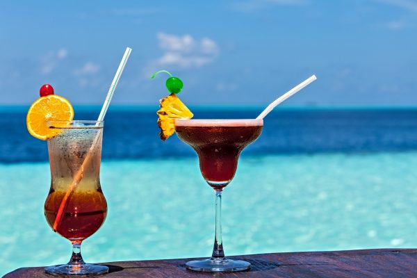 Two glasses of the soft drink. (Maldives, The Indian Ocean)